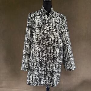 Lane Bryant Metallic Black & White Tweed Coat – Mid-Length, Lined Size 18/20